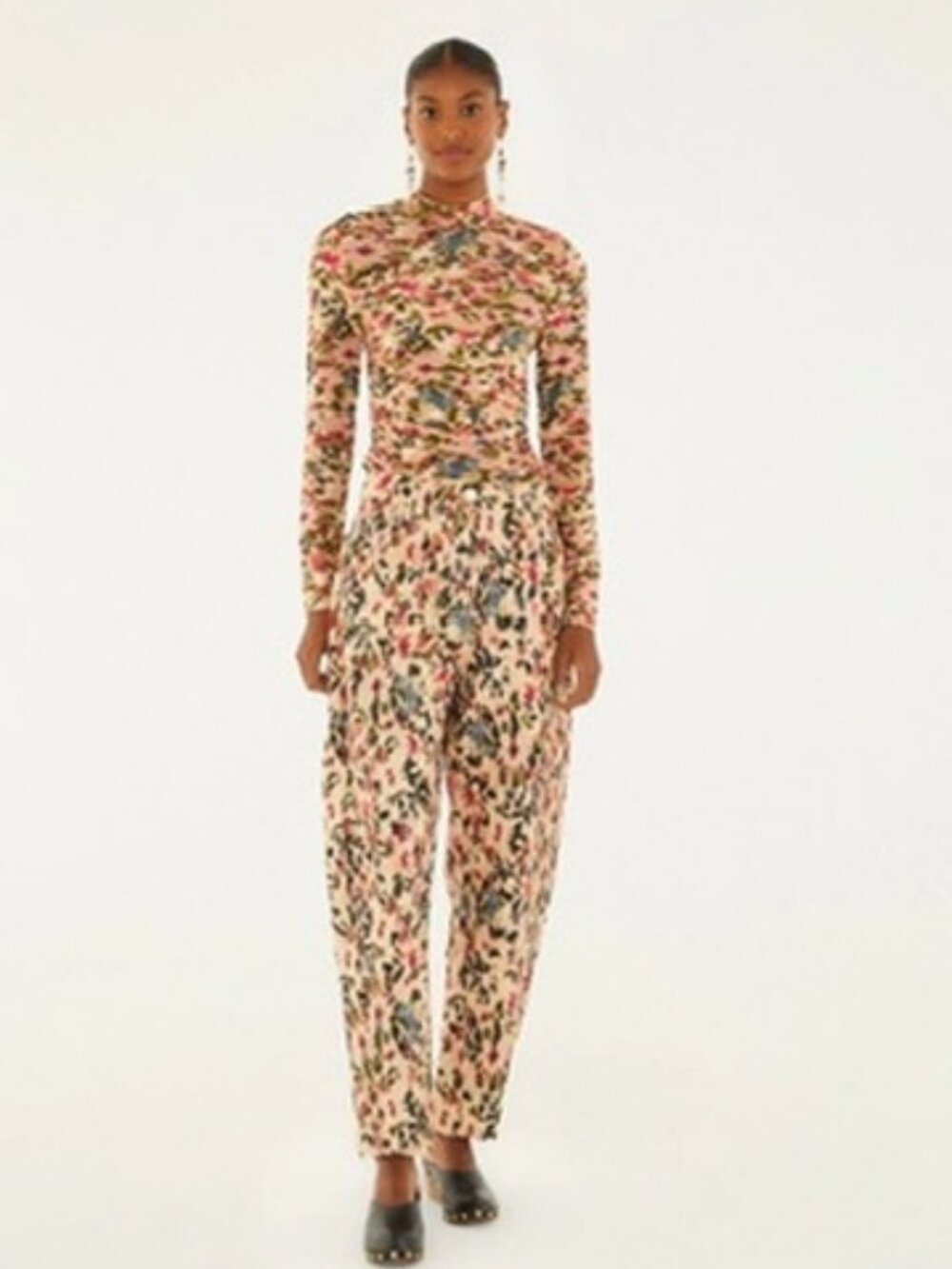 Farm Rio Pink Tiny Flowers Canvas Balloon Pants Sz 28